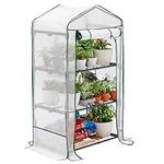 Bramble - 3 Tier Mini Compact Greenhouse, 4ft Tall - Reinforced PVC Cover, Easy No Tool Assembly Steel Frame, for Small Garden Grow House Plants Idea