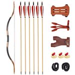 Huntingdoor Archery Traditional Longbow Recurve Bow Mongolian Horsebow Bow and Arrows Set for Adult Wood Hunting Bow Right or Left Hand (40lbs)