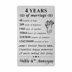 Resdink 4 Year Anniversary Card Gifts for Him Her Husband Wife, 4th Wedding Anniversary Wallet Card for Women Men, Happy 4 Year Anniversary Present, Gift Ideas for 4 Yr Anniversary