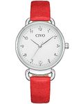 CIVO Womens Watch, Waterproof Womens Wrist Watches Analog Quartz Watch Red Leather Strap Simple Business Casual Elegant Dress Ladies Watches for Women