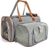 Mr. Peanut's Gold Series Big Apple XL Expandable Airline Approved Soft Sided Pet Carrier, Premium Brand Self Locking Zippers, Plush Faux Fleece Bedding with a Sturdy Plywood Base (Platinum Gray)