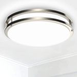 Depuley 30W Flush Mount Ceiling Lights, 3000K~6000k 3 Colors Dimmable Ceiling Lighting, 14Inch Nickel Ceiling Lights Fitting with Remote Control for Kitchen, Living Room, Bedroom, Hallway