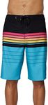 O'NEILL Men's 21" Stripe Boardshorts - Men's Swim Trunks with Fast-Drying Stretch Fabric - Men's Bathing Suit with Pockets, Marine | Hyperfreak Heist, 30