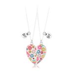 2PCS Adorable BFF Magnetic Necklaces, Donut Rainbow Pendant Necklaces for Friends, Best Friends Matching Heart Necklaces for Girls, Friendship Valentine Jewelry Gifts for Mother Friends Sisters