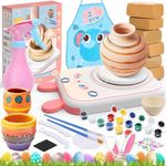 Skirfy Pottery Wheel for Kids-Art&Crafts Kits for Kids Ages 9-12 Clay Sculpting Tools & Painting Kit,Birthday Gift Girls Toys 8-10,DIY Kits Clay Maker for Beginners with 6 Packs Modeling Clays