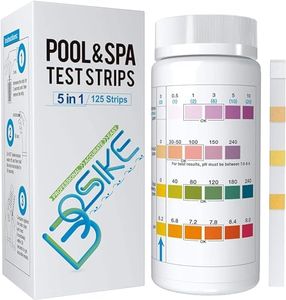 BOSIKE 5 in 1 Hot Tub Test Strips - 125 ct - Water Testing Kit for Swimming Pool & Spa - for Cyanuric Acid, Alkalinity, pH, Bromine and Free Chlorine