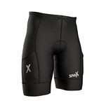 (Medium, Black/Black) - Sparx Men's Active Triathlon Short Tri Cycling Short Swim Bike Run