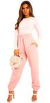 Crazy Girls Womens Fleece Casual Oversized Jogging Joggers Tracksuit Bottoms Ladies Jog Pants Size XS S/M M/L (6/8, Baby Pink)