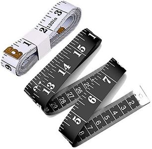 Tape Measure Body Measuring Tape, 120 Inch Soft Fabric Measuring Tape for Sewing Cloth Measurement, Double Scale Tailor Ruler for Weight Loss Medical Measurement Nursing Craft(White/Black)