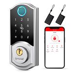 Smart Lock, SMONET Fingerprint Deadbolt Keyless Entry Door Lock with Electronic Bluetooth Digital Keypad for Front Door, Biometrics, Auto Lock, Fob Key, Passcode by APP Control for Home Hotel,Silver