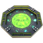 C4Labs 10" Octagon Dice Rolling Tray – Printed Vortex Skull (Laser Lime, Wood Rolling Surface)