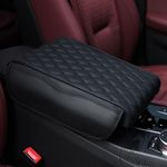 Einesin Car Armrest Cushion, PU Leather Auto Center Console Pad, Memory Foam Armrest Box with Storage Bag, Hand Rest Pillow with Organizer Pockets, Universal Fit for Most Vehicles (Black)