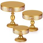 Suwimut 3 Pieces Gold Cake Stand Set, 8, 10, 12 Inch Round Cake Stands Metal Cupcake Holder Dessert Table Display Set for Wedding Birthday Party Baby Shower Celebration