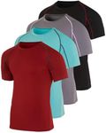 4 Pack: Mens Short Sleeve Shirts Compression Base Layer Tight Thermal Undershirt Slimming Black Active Fitness Athletic T-Shirt Quick Dry Fit Workout Sports Rashguard Gym Running Top - Set 11, M