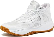 AND1 Revel Mid Men’s Basketball Shoes, Indoor or Outdoor Basketball Sneakers for Men, Street or Court, Sizes 7-16, White/Silver Grey, 11 Women/9.5 Men