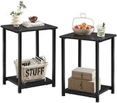 WLIVE End Tables Set of 2, 2-Tier Small Side Tables with Open Storage, Narrow Side Stands for Bedroom, Living Room, Couch, Coffee, Modern End Stands with Sturdy Metal Frame, Sturdy Easy Assembly,Black