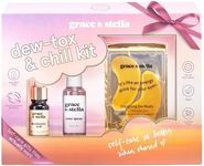 grace & stella Award Winning Dew-Tox & Chill Skincare Gift Set - Christmas Stocking Stuffer with Gold Eye Masks, Hyaluronic Acid Serum & Rose Spray - Birthday Gifts for Women, Teens, Mom, Brides