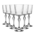 Bormioli Rocco 6 Piece America '20s Cocktail Glasses Set - Vintage Art Deco Cocktail Wine Stemware Glass - 250ml