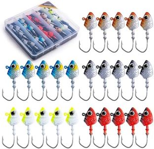 Goture Swimbait Jig Heads,Colored Lead Jig Head Hooks for Freshwater Saltwater Fishing,Painted Fishing Jig Hooks for Trout Bass Walleye Crappie Fishing,25pcs 1oz Jig Heads 5 Colors with Tackle Box