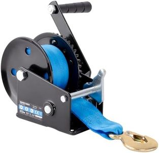 Güde Treuil de sangle GGHW 540/8 (force de traction maximale 540 kg, longueur de sangle 8 m, largeur de sangle 5 cm, crochet de charge avec ouverture goutte, levier de verrouillage, manivelle avec