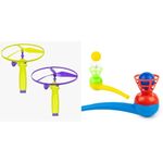 Ratna's Air Spinner Flies Upto 40 Feet High Spinnig Flying Toy for Outdoor Play for Kids & Ratna's Magic Blow Pipe Set of 2 Floating Ball Creative Magic Blowing Ball Toy Party Game for Kids & Adults