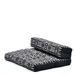 Leewadee Foldable Floor Mattress – 2 in 1 Floor Meditation Mat for Yoga and Relaxation, Seating Futon with Kapok, 20 x 28 inches, Black