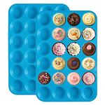 Mini Muffin Pan 24 Cups, Silicone Cookies Cupcake Bakeware Tin Soap Tray Mould Non Stick, Dishwasher Safe by XUTONG