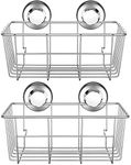 SANNO Suction Cup Shower Caddy Basket for Shampoo Combo Organizer Basket Stainless Steel Holder for Bathroom Storage，pack of 2