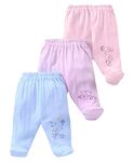 PIKIPOO Unisex-Baby Regular Fit Leggings Newborn Baby Cotton Pajama Leggings with Booties Socks Baby Booties 100 % Soft Elastic for Babies Soft Skin Keep Baby Cozy. Pack of 3 Pcs, For 0-1 Month Use