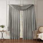 Elrene Home Fashions Athena Faux Crushed-Silk Window Curtain Panel and Valance Set, 52"x108" (2 Panels) & 1 Valance, Sterling