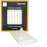 REQUISITE NEEDS Pack of 10 x White Paraffin Wax Dinner Stick Candles