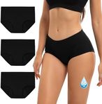 INNERSY Women's Heavy Flow Period Underwear High Waisted Leakproof Postpartum Panties 3-Pack(3 Black,Large)