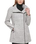 Calvin Klein Womens Asymmetrical Wool Jacket, Light Grey, Large