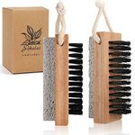 Foot Scrubber Brush with Pumice Stone for Feet Hands, Wooden Cleaning Fingernail Scrub Brush, Finger Toes Nails Cleaner Brushes with Stiff Bristles for Scrubbing Fingernails 2 in 1 Manicure Pedicure