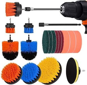 18Pack Drill Brush Power Scrubber Cleaning Brush Extended Long Attachment Set All Purpose Drill Scrub Brushes Kit for Grout, Shower,Floor, Tile,Tub, Bathroom and Kitchen Surface Black