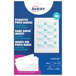 Avery L4727-20 Printable Name Badge Insert Refills (90 x 54 mm Inserts) - White, Pack of 200