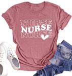 Nurse Shirt for Women Nursing School Tshirt Inspiration Nurses Gift Tees Casual Nurses Blouse Tops, Pink, Large