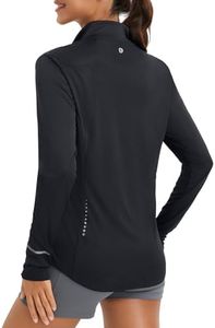 BALEAF Women's Lightweight Cycling Jacket Summer Full Zip Long Sleeve Athletic Shirts UPF 50+ Pockets Running Black M