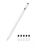 Spigen Stylus Pen for iPad Pro/Air/Mini (2018 or Later) with 5 Replacement Pen Tips & 5 Rubber Covers, Palm Rejection, Tilt Sensor, Magnetic Attachment, Active Pencil - White
