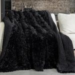 Pawque Soft Fuzzy Faux Fur Throw Blanket, Reversible Long Shaggy Cozy Furry Blanket, Decorative Fluffy Plush Fleece Comfy Microfiber Blanket