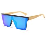 Long Keeper Flat Top Square Sunglasses for Women Men, Cool Oversized Wooden Sunglasses Rimless Vintage Fashion Glasses UV400 Protection Shades