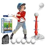 EagleStone T Ball Sets for Kids 3-5, 5-8, Tee Ball Set for Toddlers, Baseball Outdoor Toy Includes 6 Large Balls, Adjustable Teeball Batting Tee, Tball Games for Boys & Girls, Kids Ages 3-12 Years