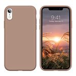 DUEDUE for iPhone XR Case Liquid Silicone Slim Cover with Microfiber Lining Shockproof Protective Phone Case for iPhone XR 6.1 inch Khaki
