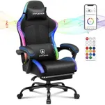 GTPLAYER RGB Gaming Chair with Speakers, Computer Gamer Chair with Footrest and LED Lights, PC Gamer Chairs for Adults, High Back Reclining Office Chairs, Linkage Armrest (Blue, with Speakers)