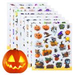 Jsdoin 8 Sheets Halloween Puffy Stickers for Kids, Children 3D Stickers Party Bag Filler for Kids Halloween Party Gifts Scrapbooking Including Pumpkins Jack Ghost Bats Monster Bat Witch