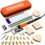 Pyrography Wood Burning Tool Set, KERNOWO 76-in-1 Wood Burning Kit with 70W Adjustable Temperature Pyrography Pen, 22 Tips, Stencils, Timbers and Carbon Papers for Engraving Embossing