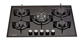 Millar GH7051PB Black Tempered Glass Hob Cooktop with 5 Gas Burners (70 cm)