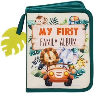 Urban Kiddy™ Baby's My First Family Album | Soft Photo Cloth Book Gift Set for Newborn Toddler & Kids (Safari)