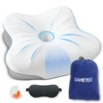 SAHEYER Outdoor Camping Pillow, Memory Foam Pillow for Travel, Small Camping Essentials for Sleeping, Cooling Neck Support Pillow for Backpacking Hiking Gear with Travel Storage Bag (Gray)