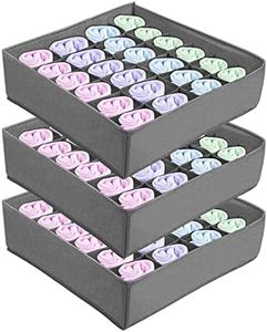 Cajas para Guardar Calcetines y Ropa Interior, Organizador de Cajones de 24 Celdas, Caja de Almacenaje Plegable, para Guardar Bufandas, Corbatas, Cinturones y Otros Accesorios (Juego de 3, Gris)